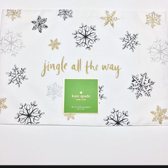 Kate spade snowflakes jingle all the way holiday placemats set of 4 nwt - Picture 1 of 4